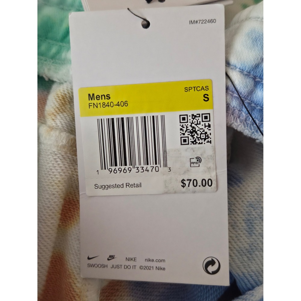 NIKE Fleece shorts Men's size Small Sweat material Standard Fit Watercolors NWT - Picture 9 of 11